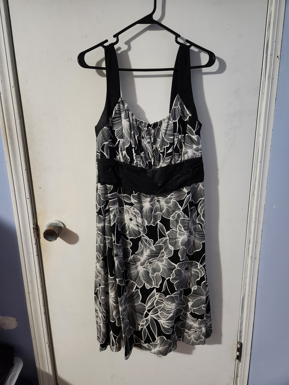 dressbarn Black and White Floral Midi Dress